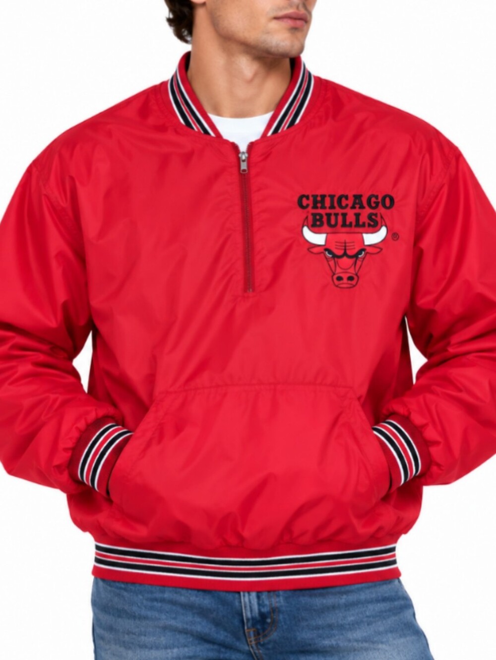 Vintage 80s Chalk Line Chicago Bulls Pullover Windbreaker L Rare Corporate Promo